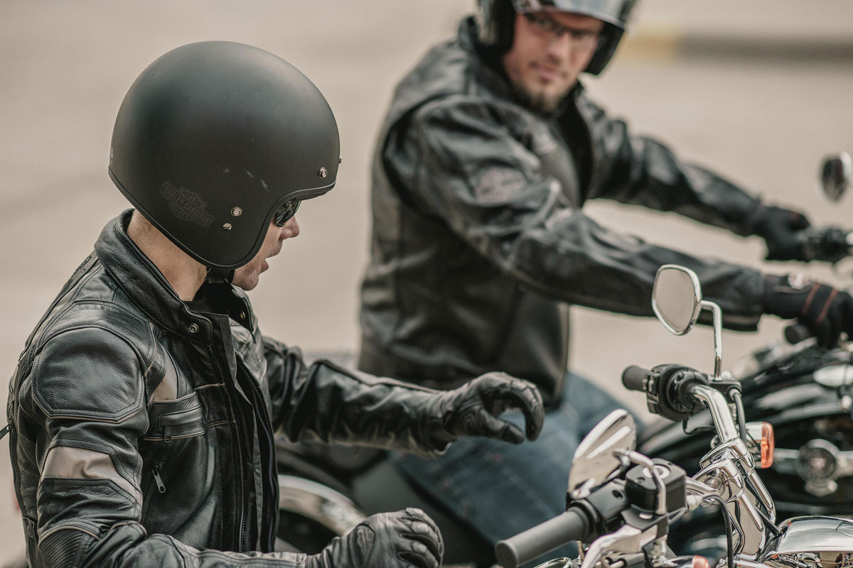 Harley-Davidson Men's Helm Leather Work Gloves, Black - Medium
