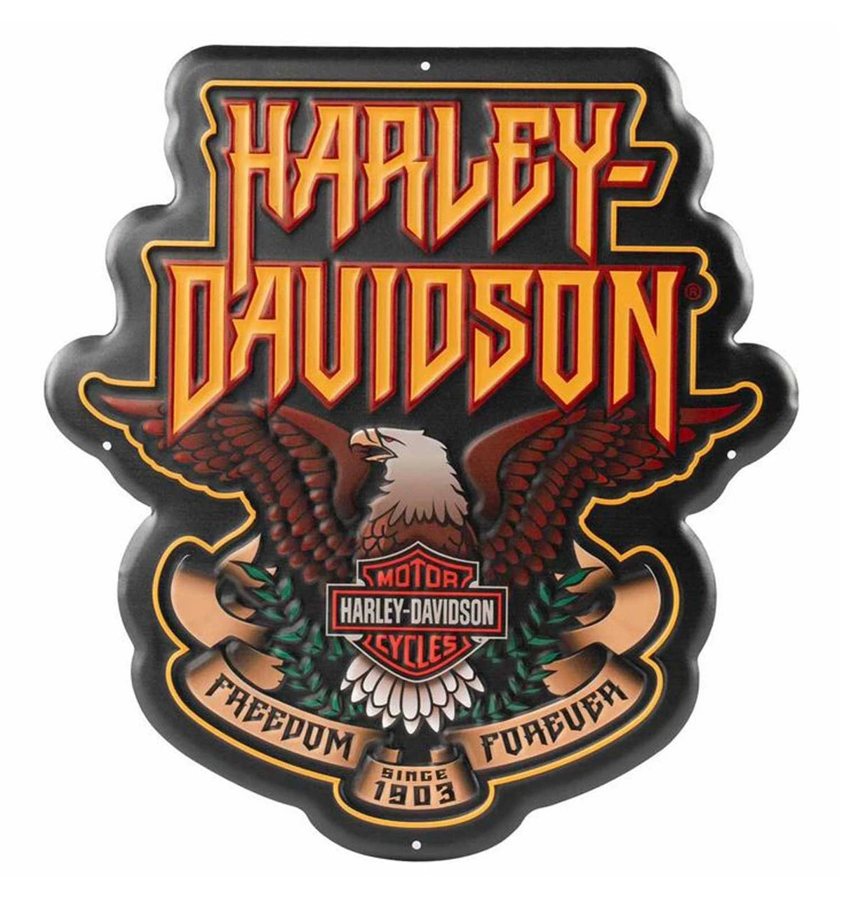 Harley-Davidson® Embossed Hard Rock Eagle Metal Sign, Custom Shaped
