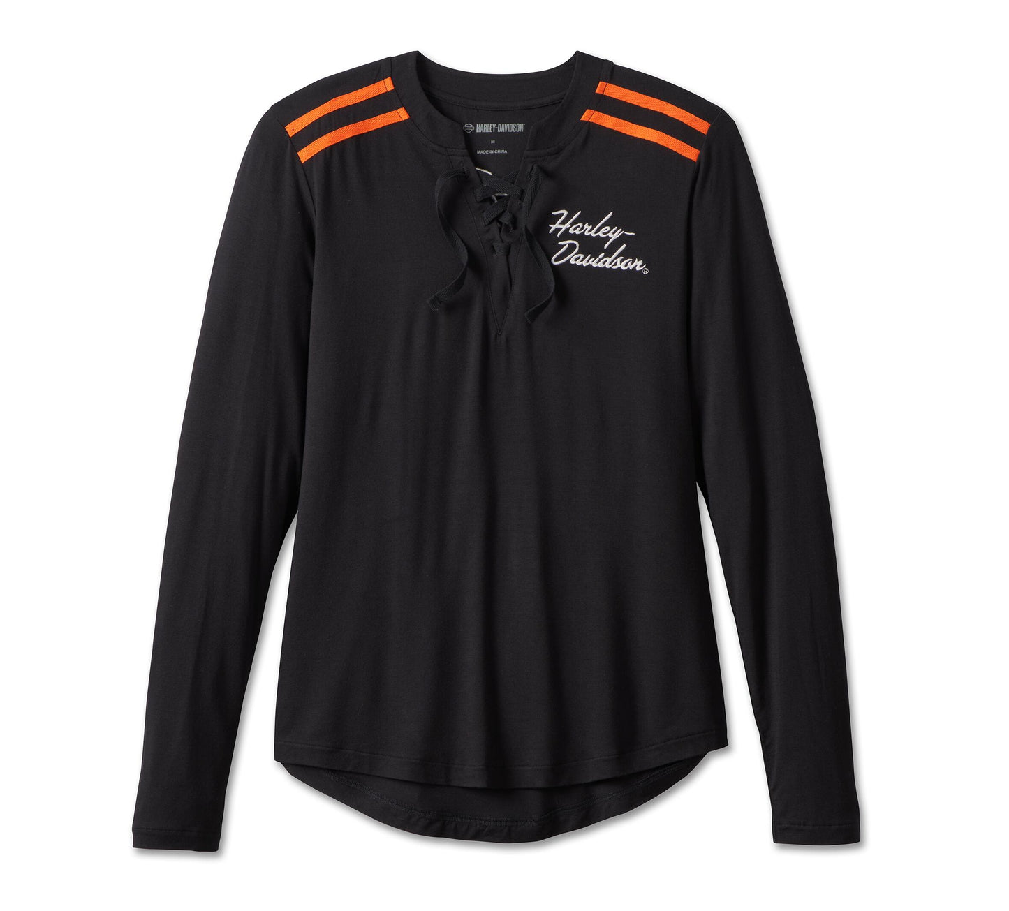 Harley-Davidson® Women’s Iconic Laced Front Henley Black Beauty- 99017-23Vw