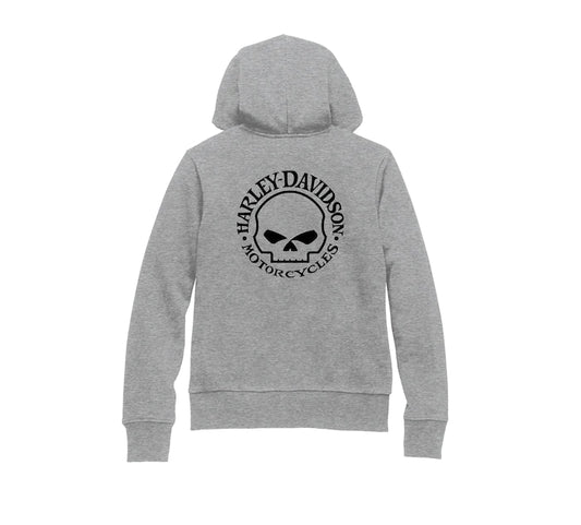 Harley-Davidson® Women's Special Skull Zip Front Hoodie Heather Grey - 99097-22VW