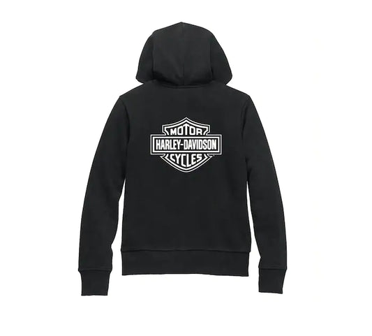 Harley-Davidson® Women's Special Bar & Shield Zip Front Hoodie Black Beauty - 99098-22VW
