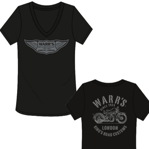 Warr's Women's 100th Anniversary T-shirt - Black