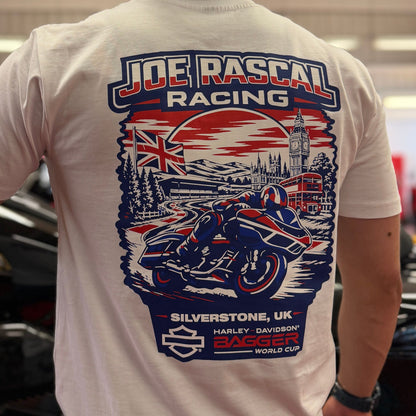 Bagger World Cup Joe Rascal Silverstone Racing T-Shirt - White