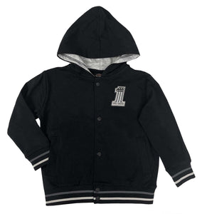 Harley-Davidson® Little Boys’ #1 Logo Knit Varsity Toddler Hooded Jacket - Black