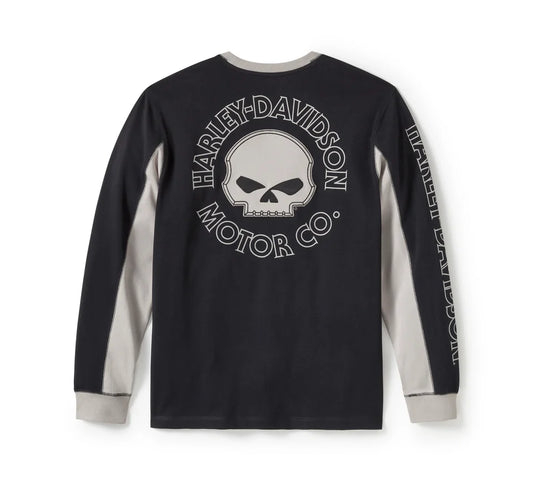 Harley-Davidson® Men's Willie G Skull Colorblock Long Sleeve Tee - 96372-25VM