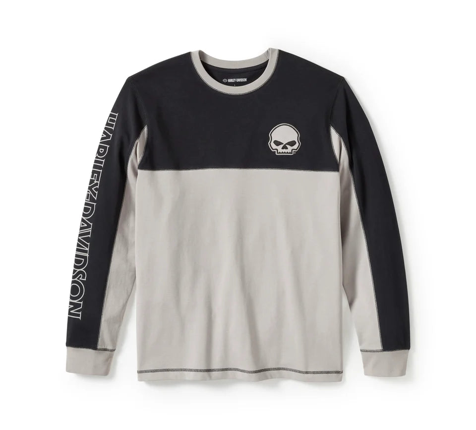 Harley-Davidson® Men's Willie G Skull Colorblock Long Sleeve Tee - 96372-25VM