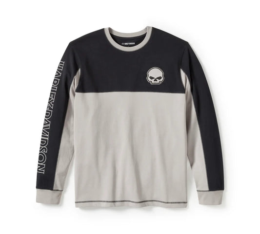 Harley-Davidson® Men's Willie G Skull Colorblock Long Sleeve Tee - 96372-25VM