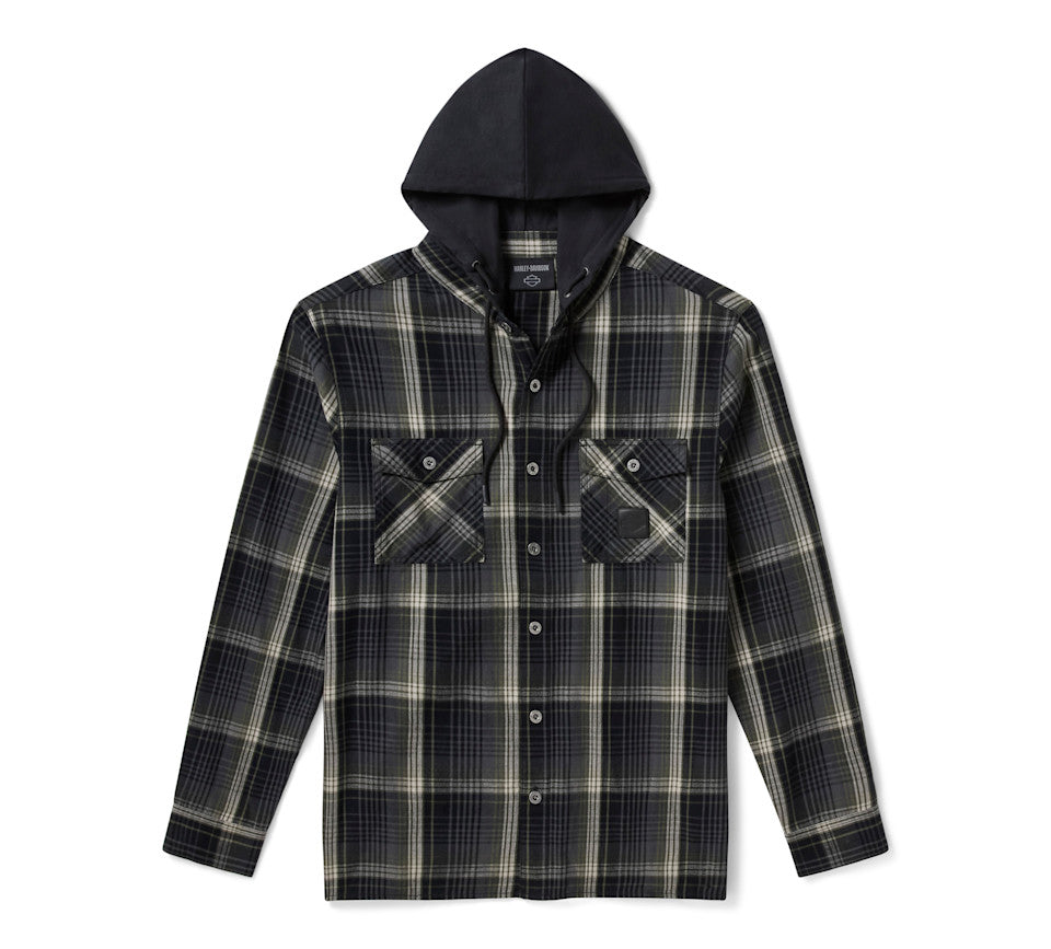 H-D Men's American Classic Hooded Plaid Shirt - 96530-26VM