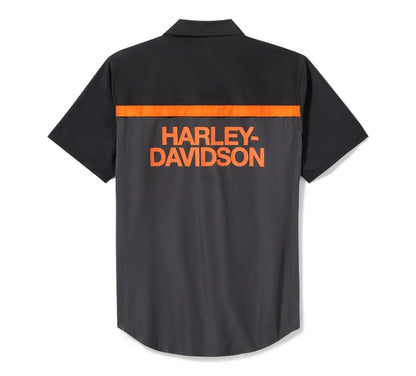Harley-Davidson® Men's TECH Vented Shirt Colorblock Asphalt & Harley Black - 96736-25vm