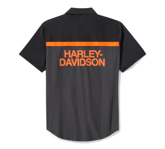 Harley-Davidson® Men's TECH Vented Shirt Colorblock Asphalt & Harley Black - 96736-25vm
