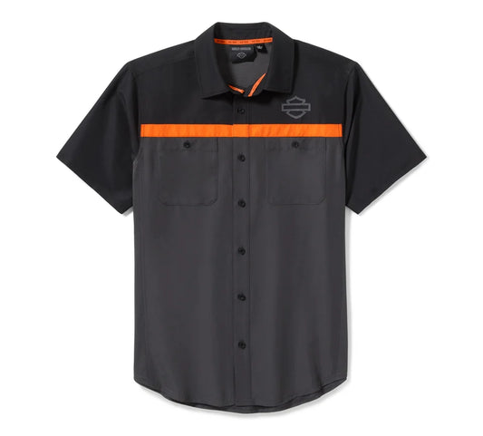 Harley-Davidson® Men's TECH Vented Shirt Colorblock Asphalt & Harley Black - 96736-25vm