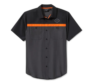 Harley-Davidson® Men's TECH Vented Shirt Colorblock Asphalt & Harley Black - 96736-25vm