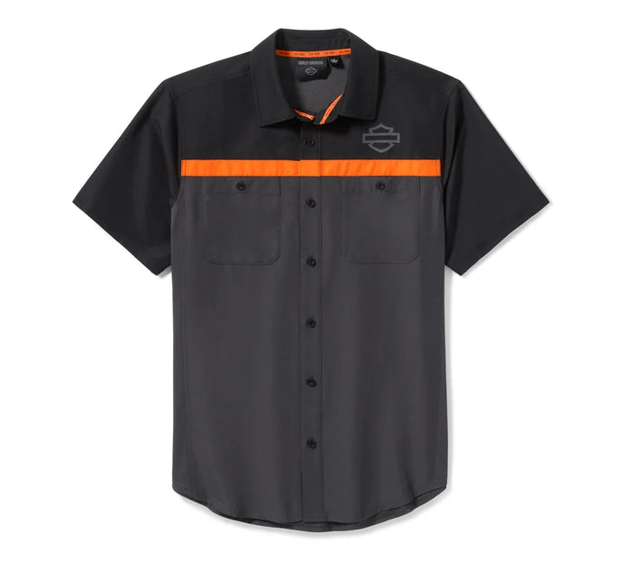 Harley-Davidson® Men's TECH Vented Shirt Colorblock Asphalt & Harley Black - 96736-25vm