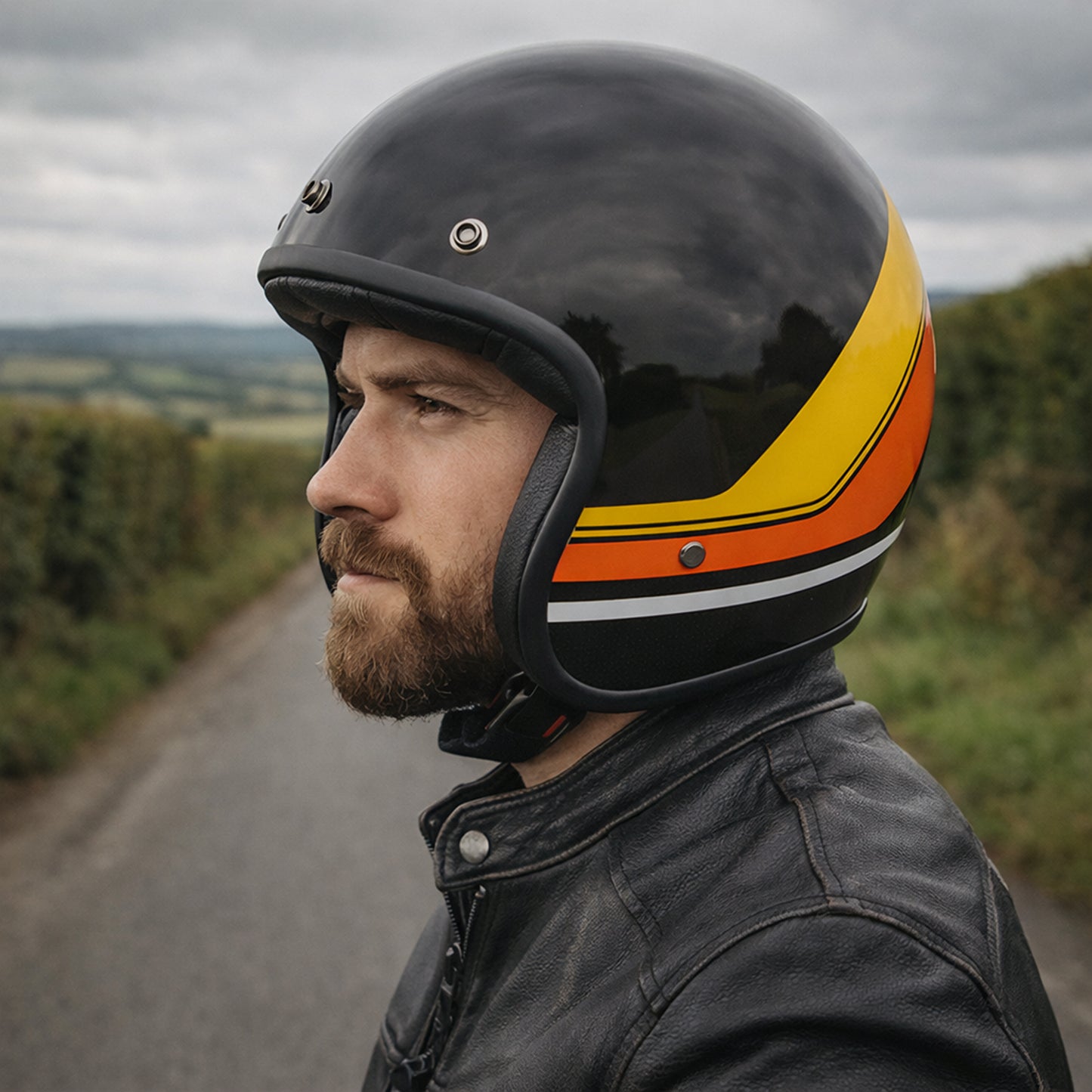 Merlin Blackbird Jet Helmet - Aether Stripe