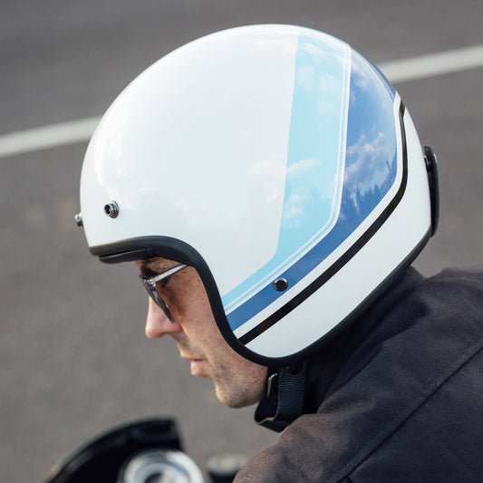 Merlin Blackbird Jet Helmet - Aero White Stripe