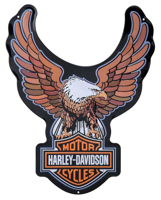 Harley-Davidson® Embossed Tin Sign - Bar & Shield Eagle Shaped