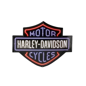 Harley-Davidson® Embossed Tin Sign - Neon Look Bar & Shield Logo