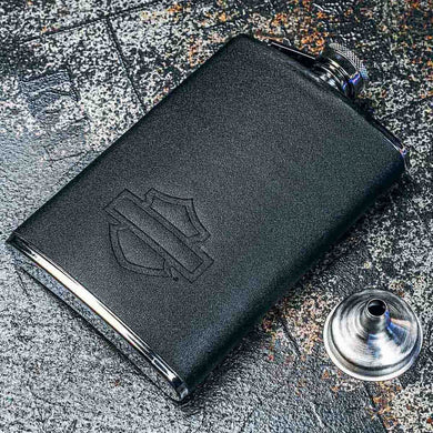 Harley-Davidson® Black Leatherette Open B & S Flask