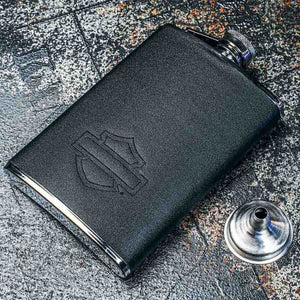 Harley-Davidson® Black Leatherette Open B & S Flask