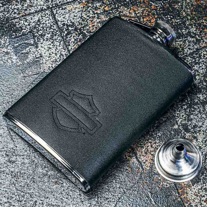 Harley-Davidson® Black Leatherette Open B & S Flask