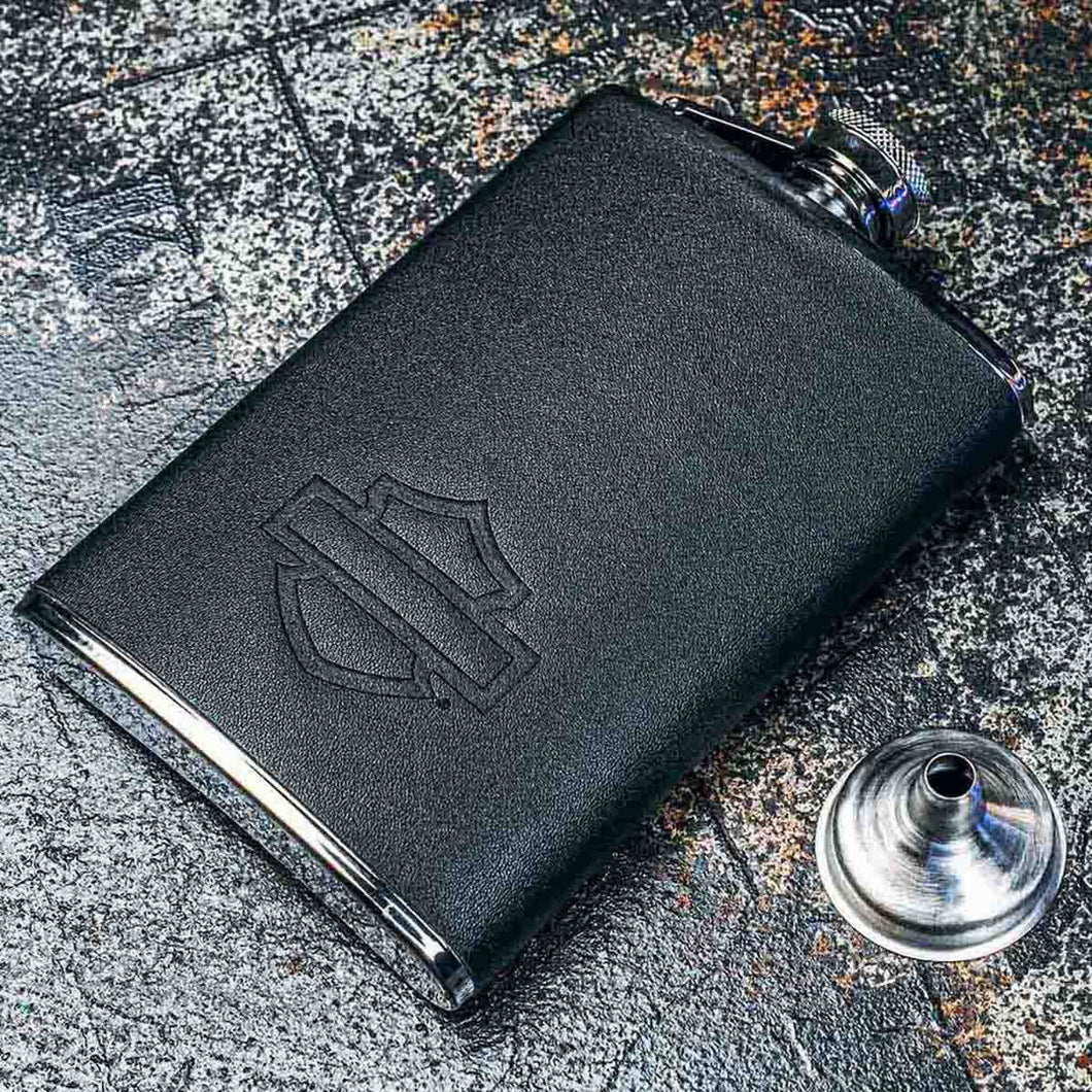 Harley-Davidson® Black Leatherette Open B & S Flask