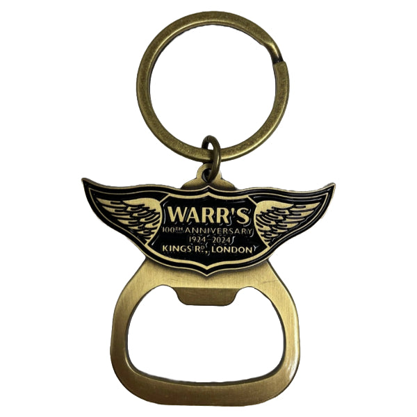 Warr's 100th Anniversary Key Ring Bottle Opener Gold
