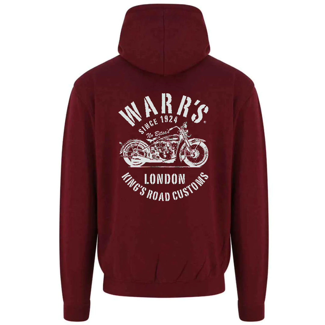 Warr’s H-D® Men’s Kings Road Customs Hoodie - Burgundy Hoodies
