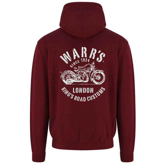 Warr’s H-D® Men’s Kings Road Customs Hoodie - Burgundy Hoodies