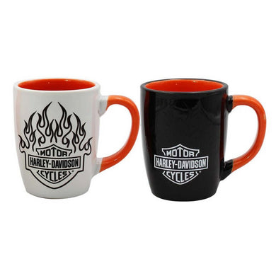 Harley-Davidson® Bar & Shield Flames Ceramic Mug Set - 15 oz. - Color Change