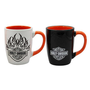Harley-Davidson® Bar & Shield Flames Ceramic Mug Set - 15 oz. - Color Change