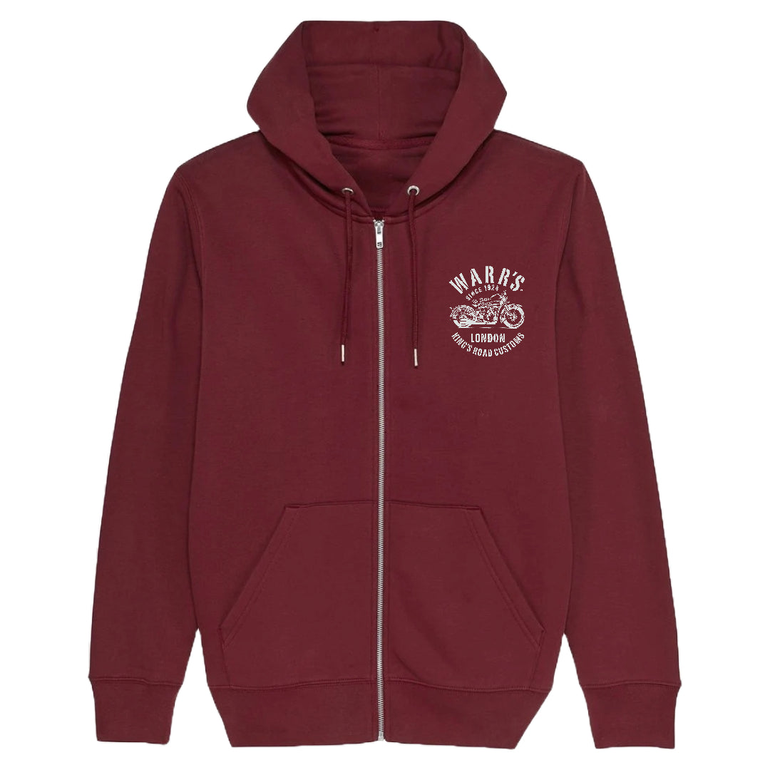 Warr’s H-D® Men’s Kings Road Customs Hoodie - Burgundy Hoodies