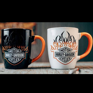 Harley-Davidson® Bar & Shield Flames Ceramic Mug Set - 15 oz. - Color Change