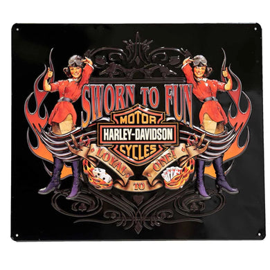 Harley-Davidson® Sworn to Fun Babes Tin Sign