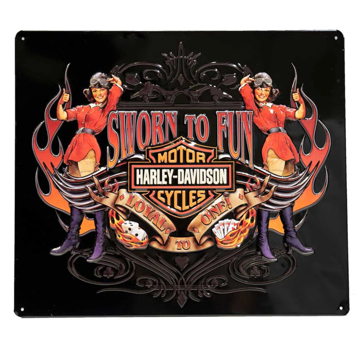 Harley-Davidson® Sworn to Fun Babes Tin Sign