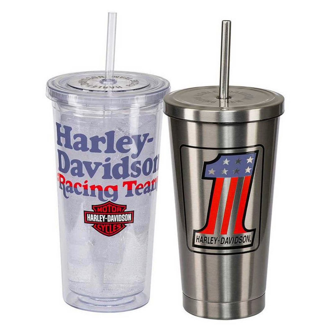 Harley-Davidson® Racing Tumbler Set, Double-Wall Stainless Steel - 16 oz. & 18 oz.