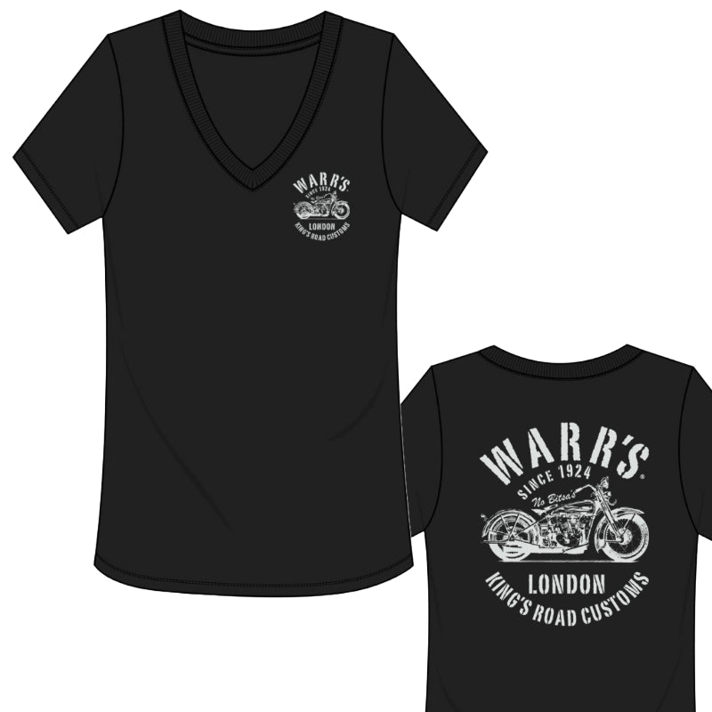 Warr's H-D® Women's King's Road Customs V Neck T-shirt - Black