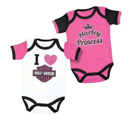 Harley-Davidson® Baby Girls’ Princess Creeper Set 2 Pack - Pink/White