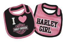 Harley-Davidson® Baby Girls' Bibs Bar & Shield 2 Pack Set - Black/Pink
