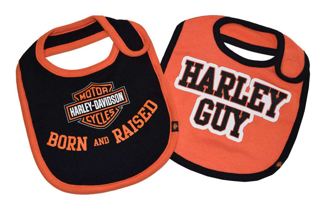 Harley-Davidson® Baby Boys Bibs Bar & Shield 2 Pack - Black/Orange