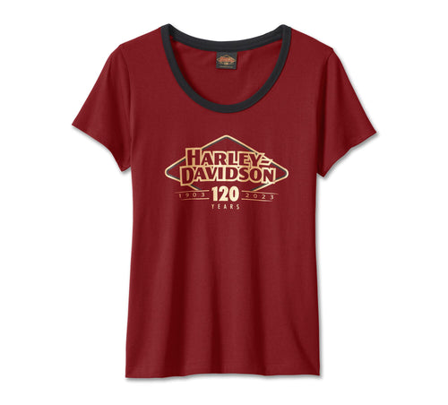 Harley-Davidson® Women's 120th Anniversary Speedbird Diamond Scoopneck Tee - 96695-23VW