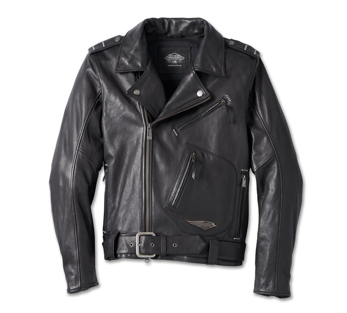 Harley-Davidson® Men's 120th Anniversary Cycle Champ Leather Biker Jacket - 97023-23EM