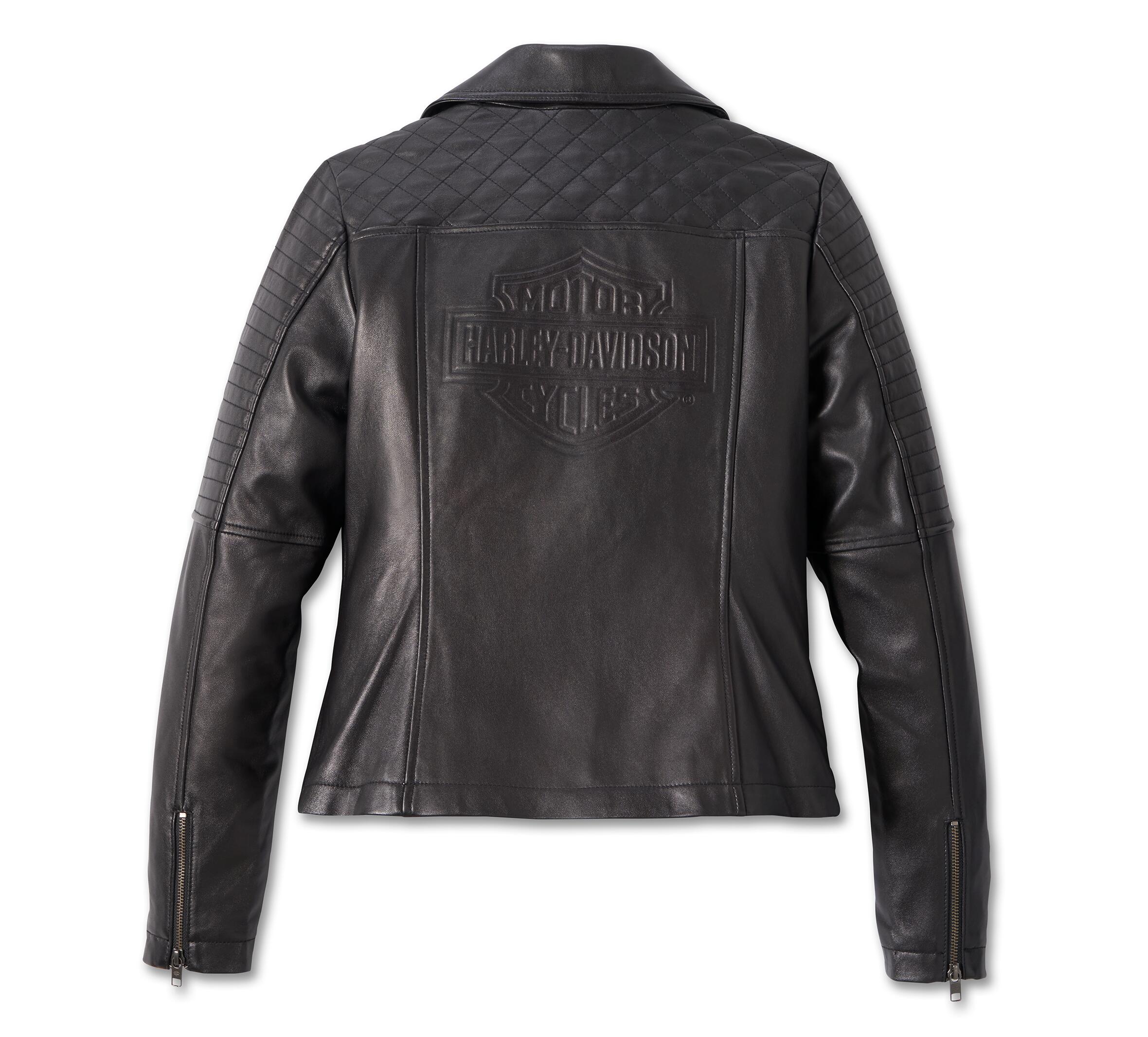 Harley-Davidson レザー ライダース レディース 黒 Harley-Davidson® Women's Classic Biker Debossed Leather Jacket