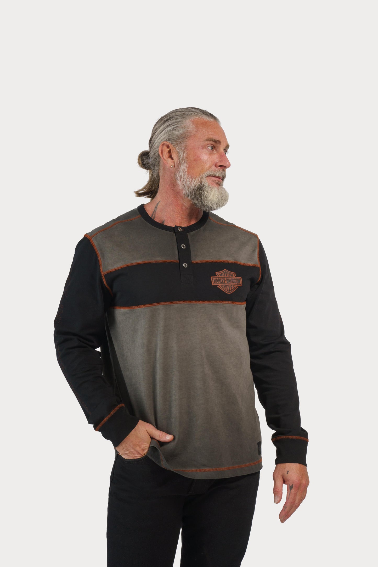 Harley-Davidson® Iron Bond Henley Colorblock Light Grey - 99002-23VM