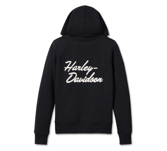 Harley-Davidson® Women's Custom Racer Font Pullover Hoodie Black Beauty - 99010-23VW