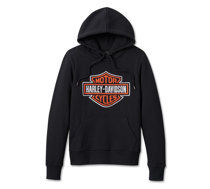 Harley-Davidson® Women's Custom Bar & Shield Pullover Hoodie Black Beauty - 99011-23VW