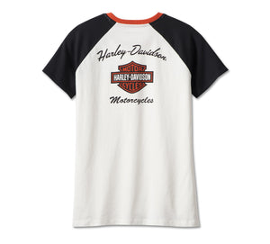 Harley-Davidson® Women's Essential Raglan Ringer Tee Colorblock Cloud Dancer - 99016-23VW