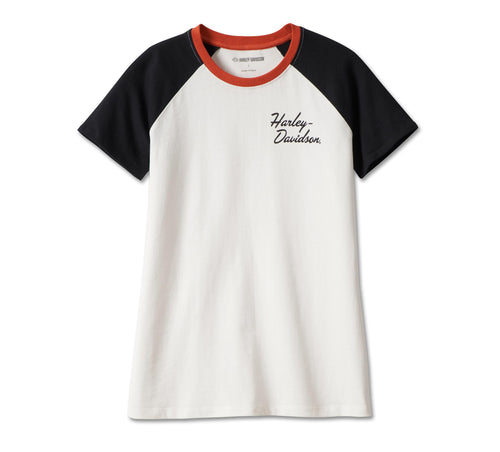 Harley-Davidson® Women's Essential Raglan Ringer Tee Colorblock Cloud Dancer - 99016-23VW