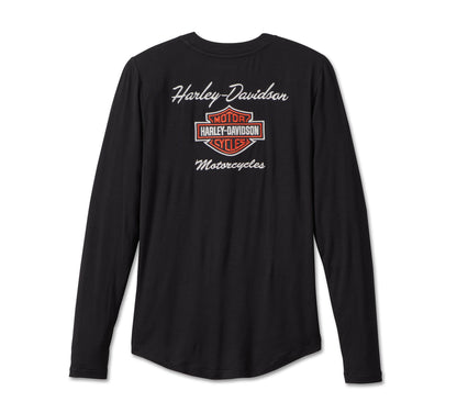 Harley-Davidson® Women’s Iconic Laced Front Henley Black Beauty- 99017-23Vw