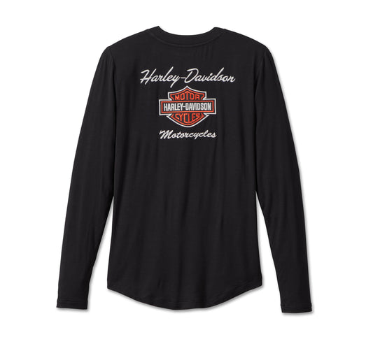 Harley-Davidson® Women’s Iconic Laced Front Henley Black Beauty- 99017-23Vw