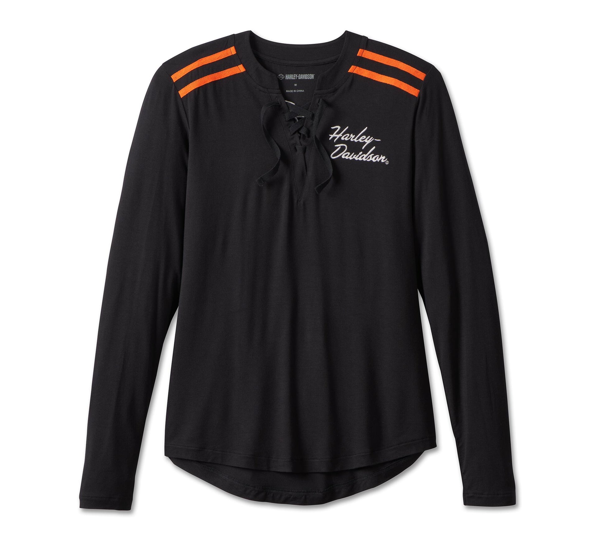 Harley-Davidson® Women’s Iconic Laced Front Henley Black Beauty- 99017-23Vw